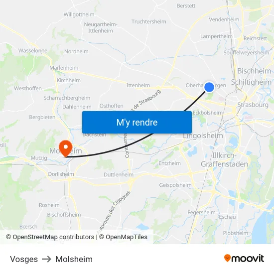 Vosges to Molsheim map