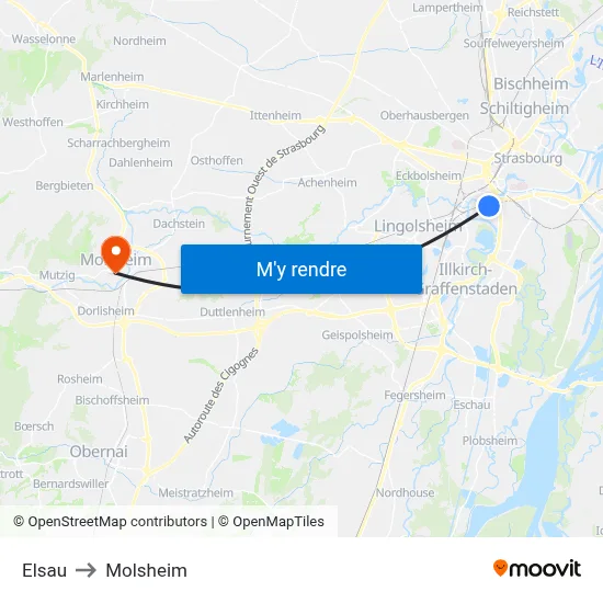 Elsau to Molsheim map