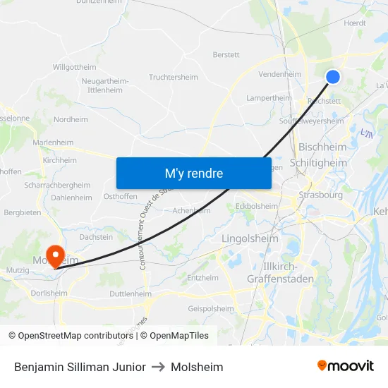 Benjamin Silliman Junior to Molsheim map