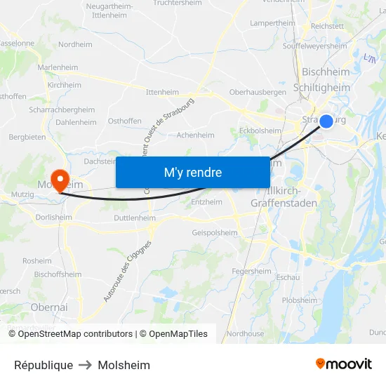 République to Molsheim map