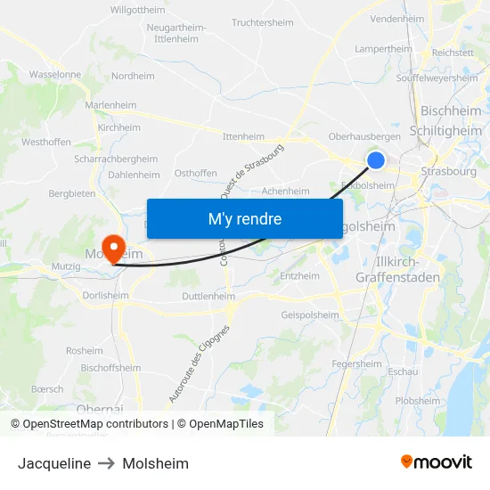 Jacqueline to Molsheim map