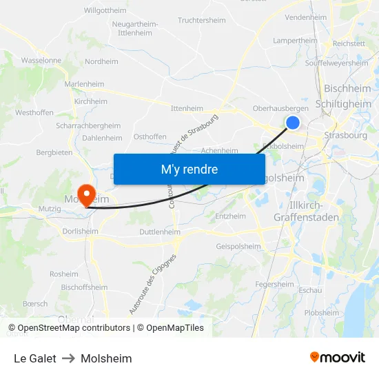 Le Galet to Molsheim map