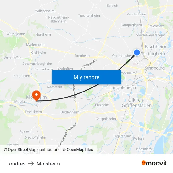 Londres to Molsheim map