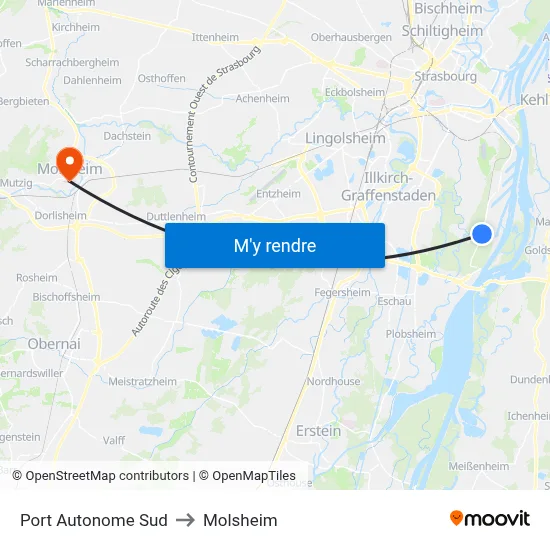 Port Autonome Sud to Molsheim map