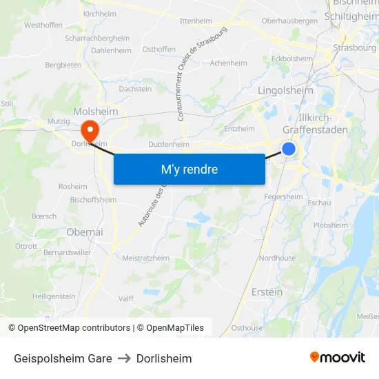 Geispolsheim Gare to Dorlisheim map
