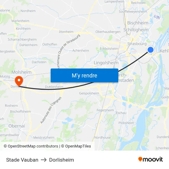 Stade Vauban to Dorlisheim map