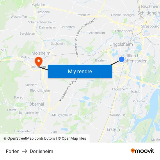 Forlen to Dorlisheim map