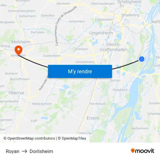 Royan to Dorlisheim map
