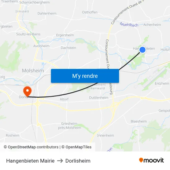 Hangenbieten Mairie to Dorlisheim map