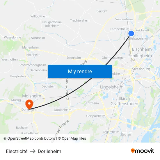 Electricité to Dorlisheim map