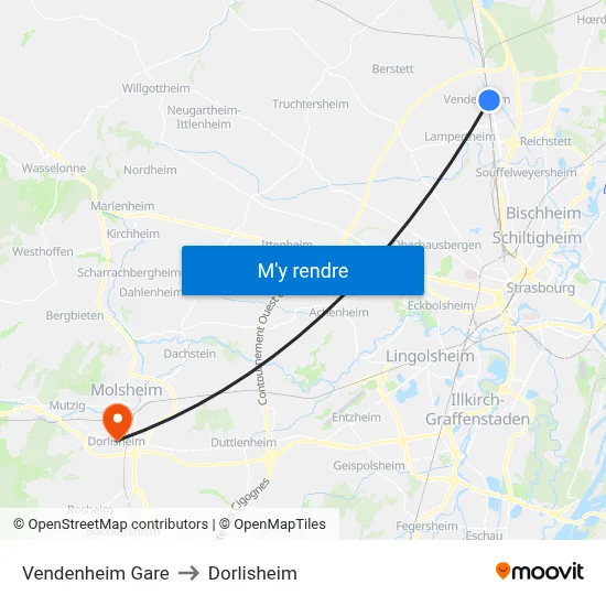 Vendenheim Gare to Dorlisheim map