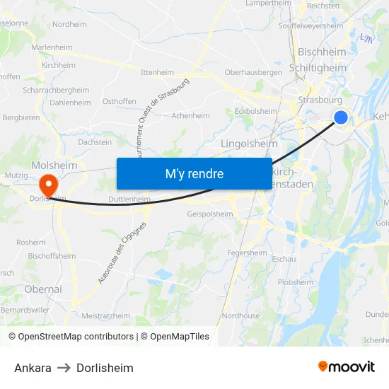 Ankara to Dorlisheim map