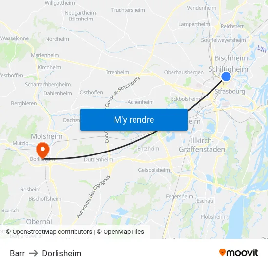 Barr to Dorlisheim map