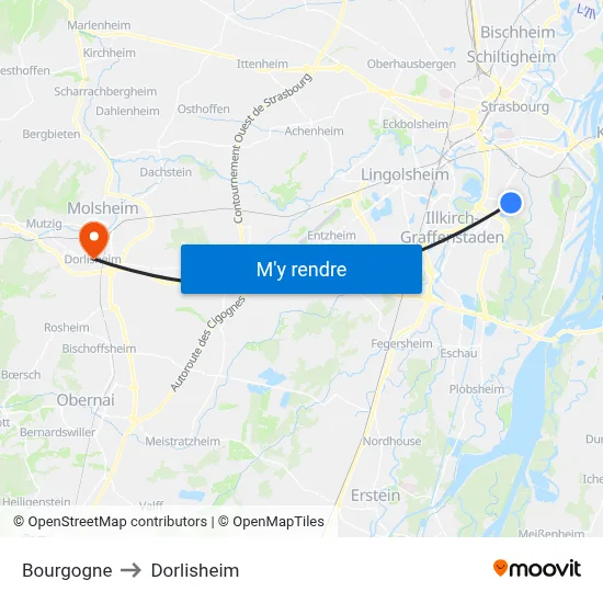 Bourgogne to Dorlisheim map