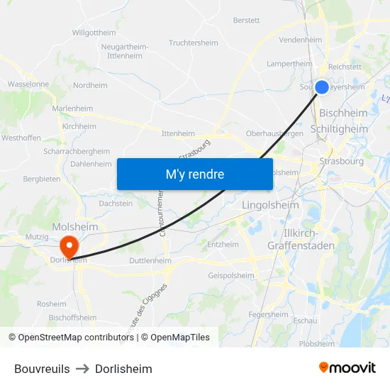Bouvreuils to Dorlisheim map