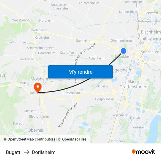 Bugatti to Dorlisheim map