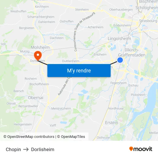 Chopin to Dorlisheim map