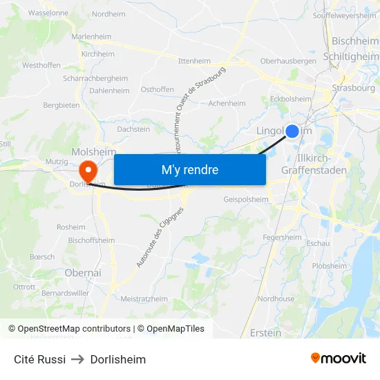 Cité Russi to Dorlisheim map