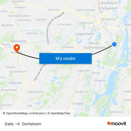 Dalis to Dorlisheim map