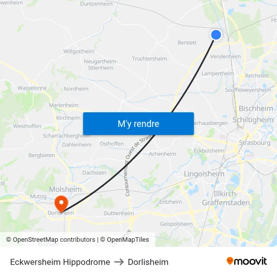 Eckwersheim Hippodrome to Dorlisheim map