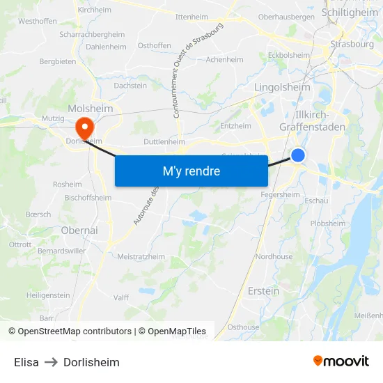 Elisa to Dorlisheim map