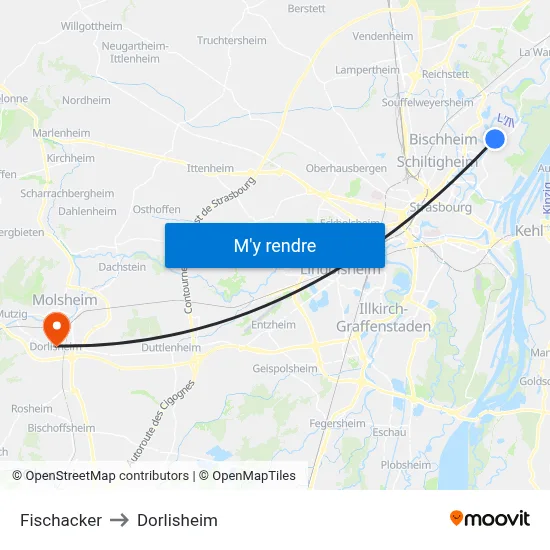 Fischacker to Dorlisheim map