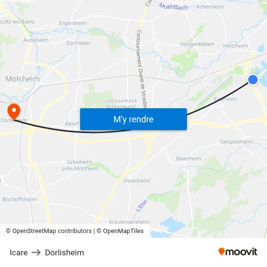 Icare to Dorlisheim map