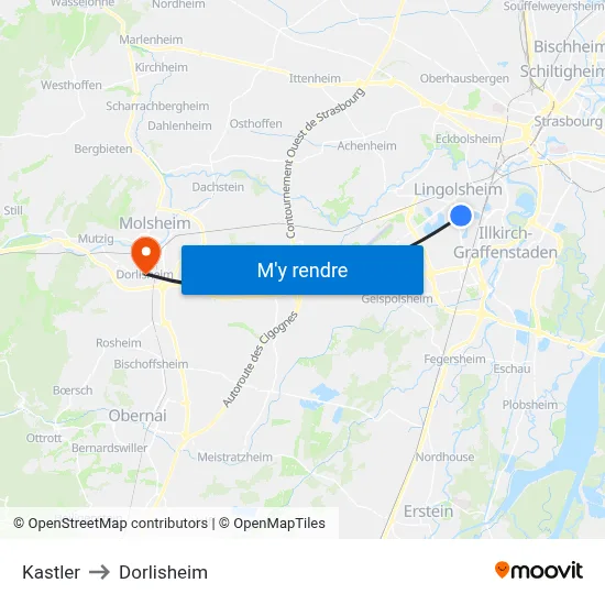 Kastler to Dorlisheim map