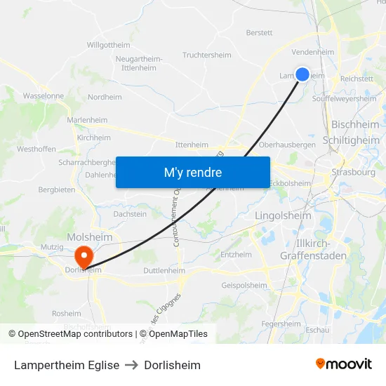 Lampertheim Eglise to Dorlisheim map