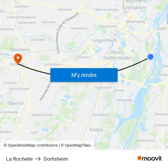 La Rochelle to Dorlisheim map