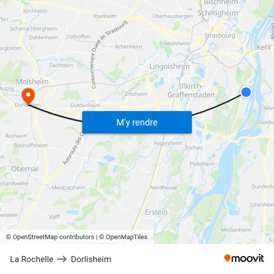 La Rochelle to Dorlisheim map