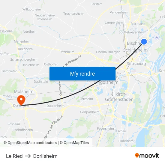 Le Ried to Dorlisheim map