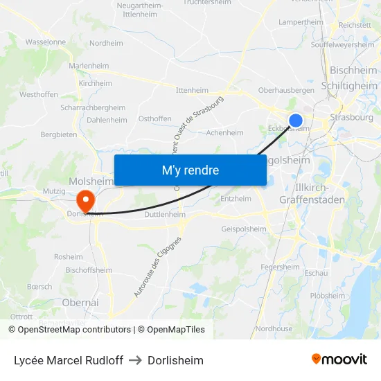 Lycée Marcel Rudloff to Dorlisheim map