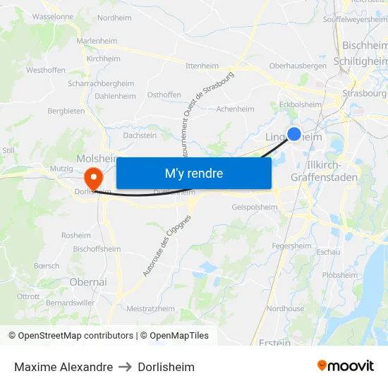 Maxime Alexandre to Dorlisheim map