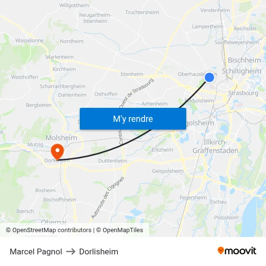 Marcel Pagnol to Dorlisheim map