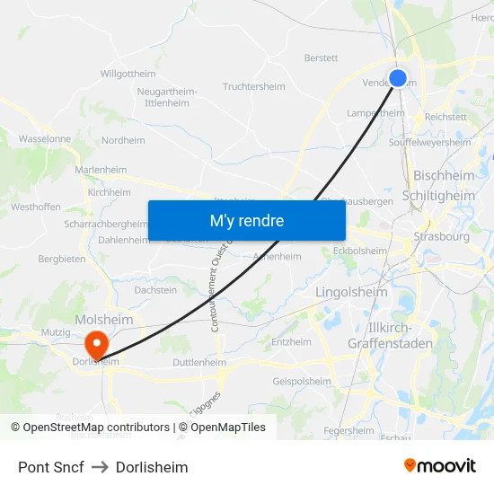Pont Sncf to Dorlisheim map
