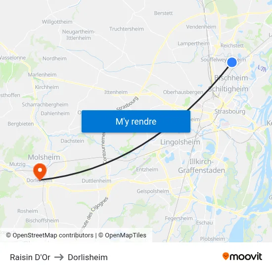 Raisin D'Or to Dorlisheim map