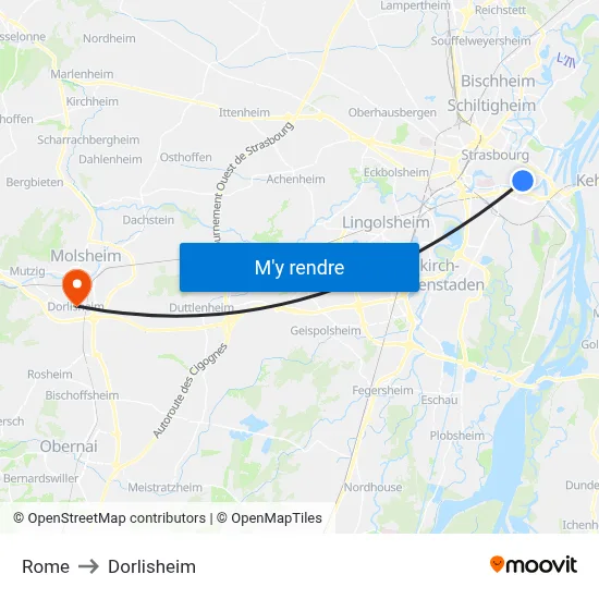 Rome to Dorlisheim map