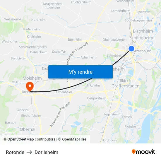 Rotonde to Dorlisheim map