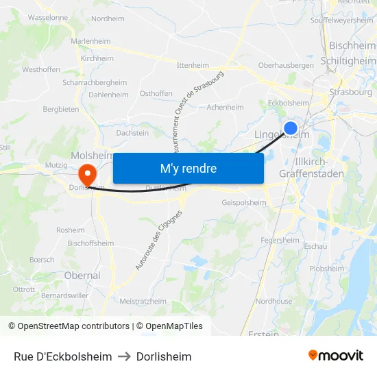 Rue D'Eckbolsheim to Dorlisheim map