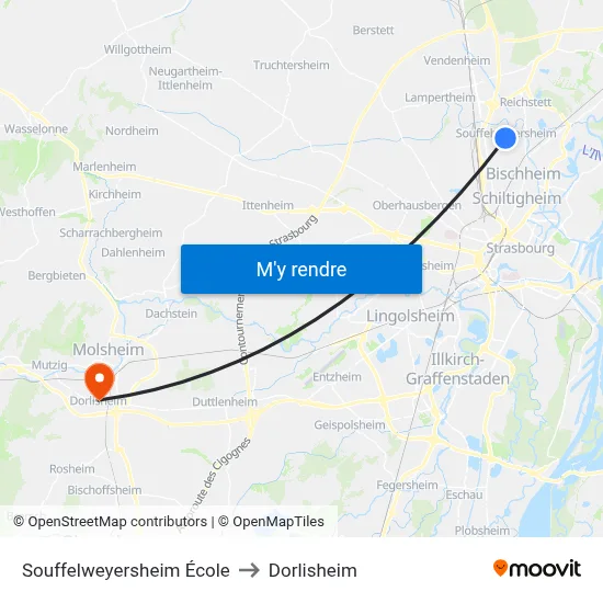 Souffelweyersheim École to Dorlisheim map