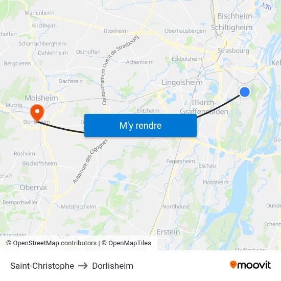 Saint-Christophe to Dorlisheim map