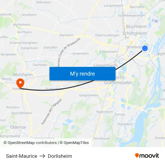 Saint-Maurice to Dorlisheim map