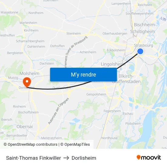 Saint-Thomas Finkwiller to Dorlisheim map