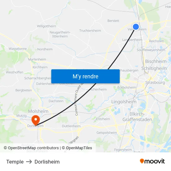 Temple to Dorlisheim map