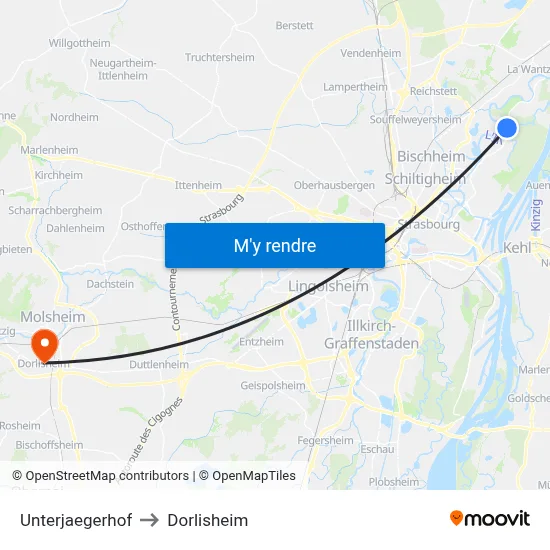 Unterjaegerhof to Dorlisheim map