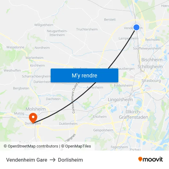 Vendenheim Gare to Dorlisheim map