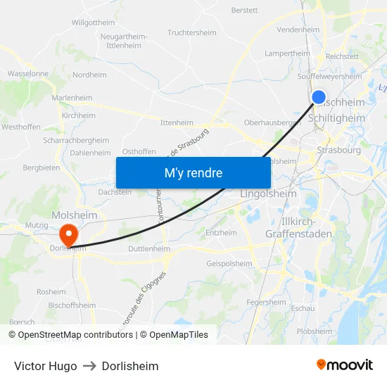 Victor Hugo to Dorlisheim map