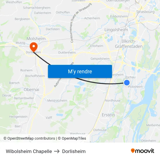 Wibolsheim Chapelle to Dorlisheim map
