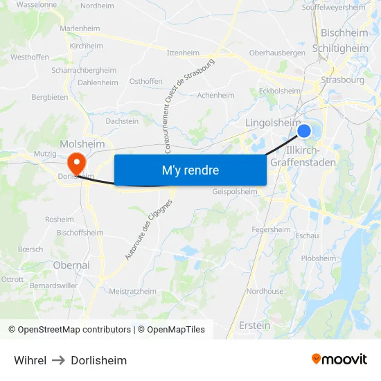 Wihrel to Dorlisheim map